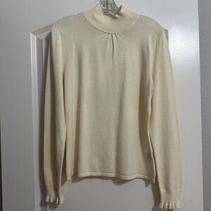 Investments Women's Cream Sweater with ruffle sleeve size L